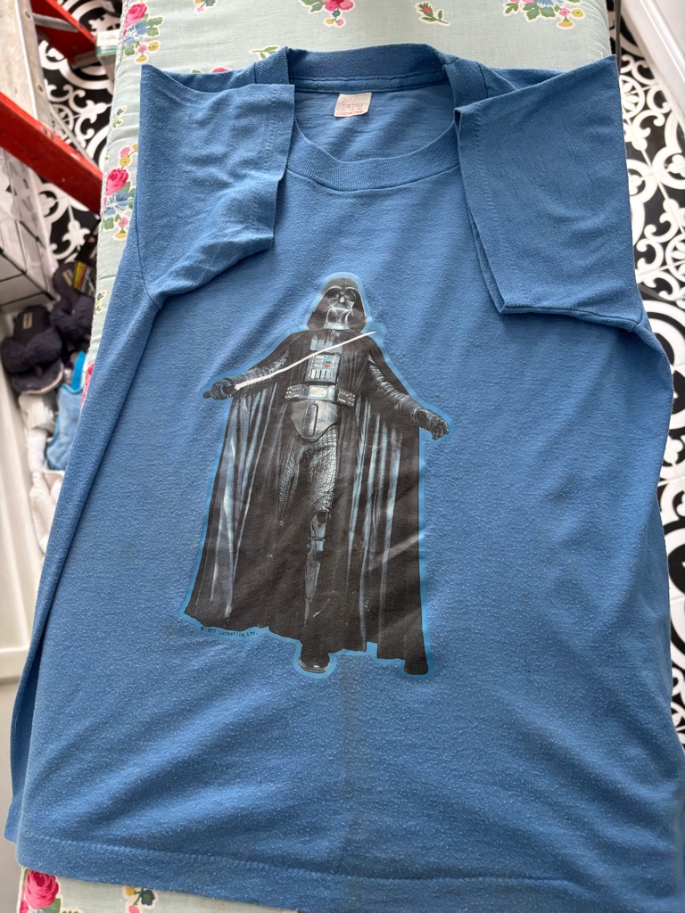 Vintage Underoos Kids Blue Graphic Darth Vader Tshirt - Star Wars 14-16